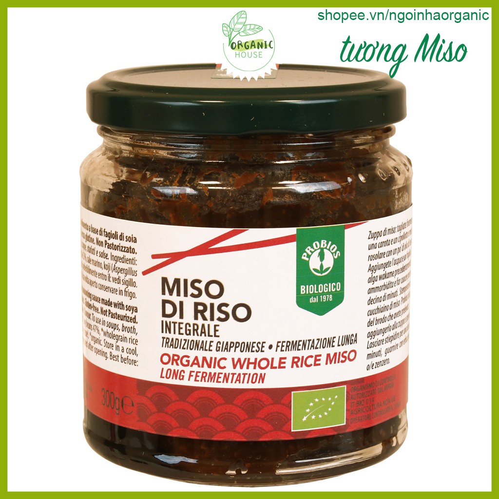 Tương Miso hữu cơ 300g Probios Organic Whole Rice Miso