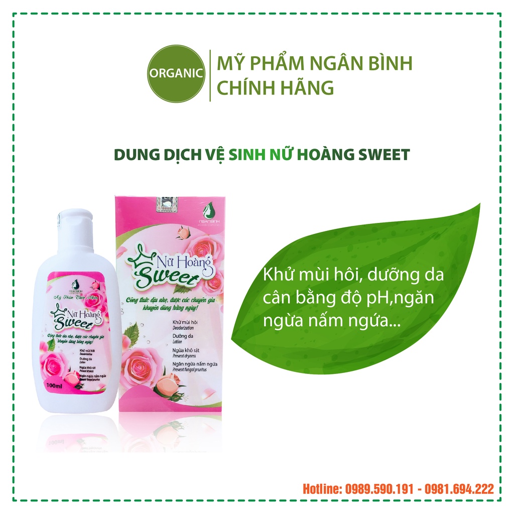 Dung dịch vệ sinh Ngân Bình - Nữ hoàng Sweet giảm ngứa, làm hồng se khít, loại bỏ mùi hôi vùng kín