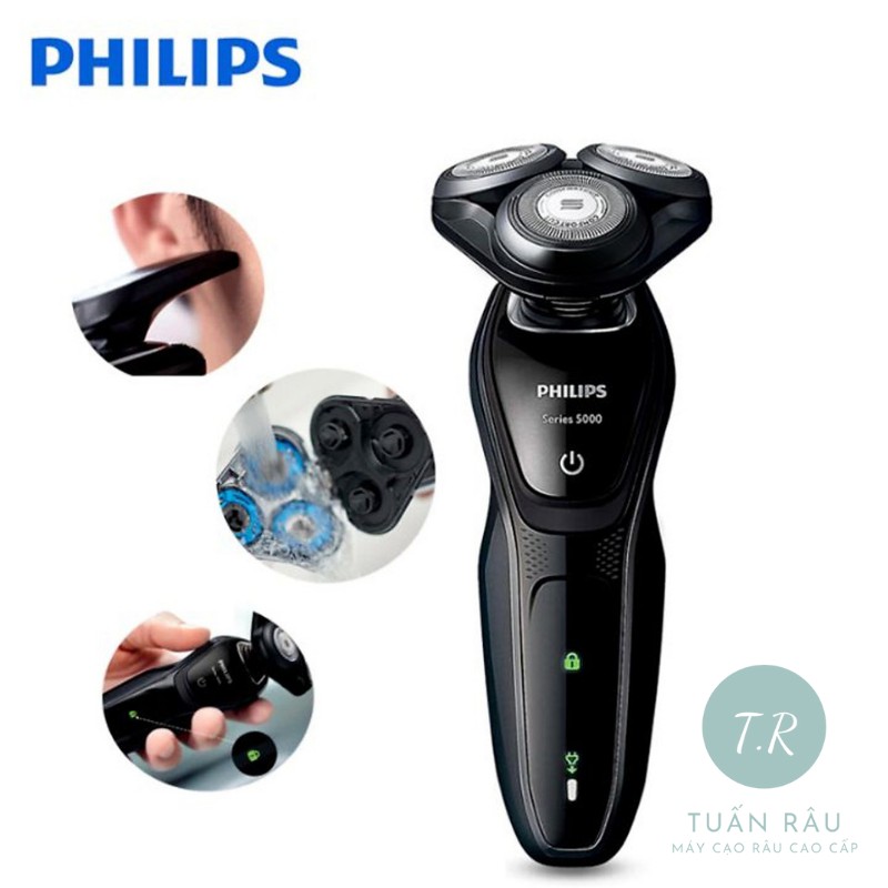 Máy cạo râu Cao Cấp 3 Đầu Lưỡi nhãn hiệu Philips S5079 chức năng Khô & ướt - Hàng nhập khẩu chính hãng