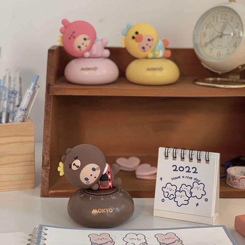 Đồng Hồ Báo Thức Mini Hình Hoạt Hình Dễ Thương Đa Năng Không Dùng Pin