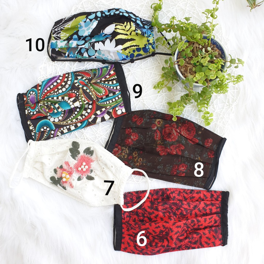 Khẩu trang nam nữ unisex vải cotton 100% Hàn Quốc xếp li hoa văn mùa hè Hawaii JM3