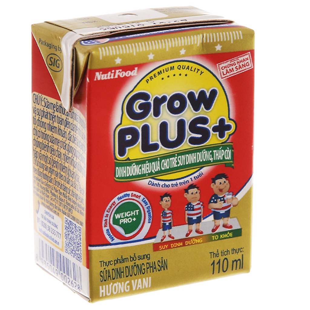 Lốc 4 Hộp Sữa Bột Pha Sẵn GrowPLUS+ Đỏ 110ml