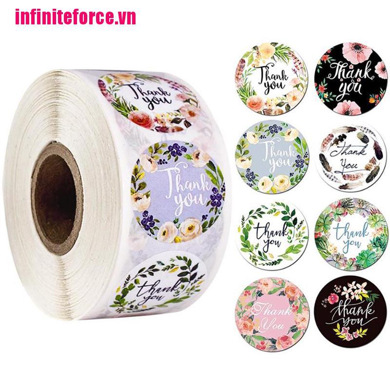 VN (Hàng Mới Về) Set 500 Nhãn Dán Niêm Phong Bao Bì Với Họa Tiết Hoa Đẹp Mắt