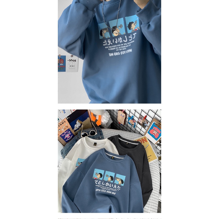 Áo Sweater tay dài họa tiết hoạt hình phong cách Hàn Quốc cho Nữ size M-5Xl