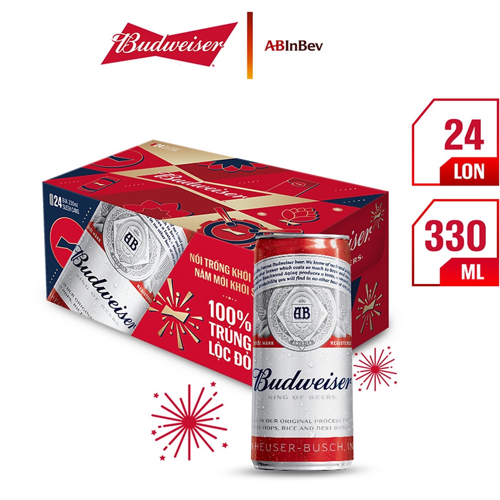 Bia Budweiser thùng 12 24 lon