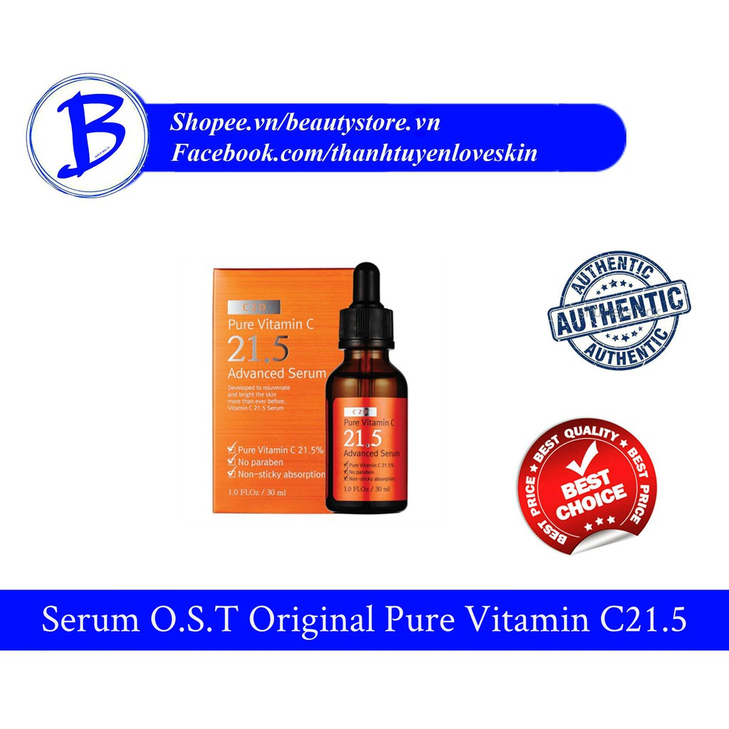 Serum C21.5 – Pure Vitamin 21.5 giảm mụn trắng da 30ml