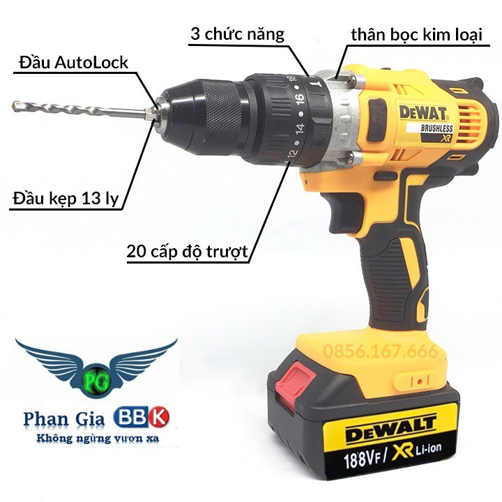 MÁY KHOAN PIN DEWWALT 188V