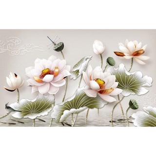 Tranh hoa sen đính đá toàn bộ tự làm