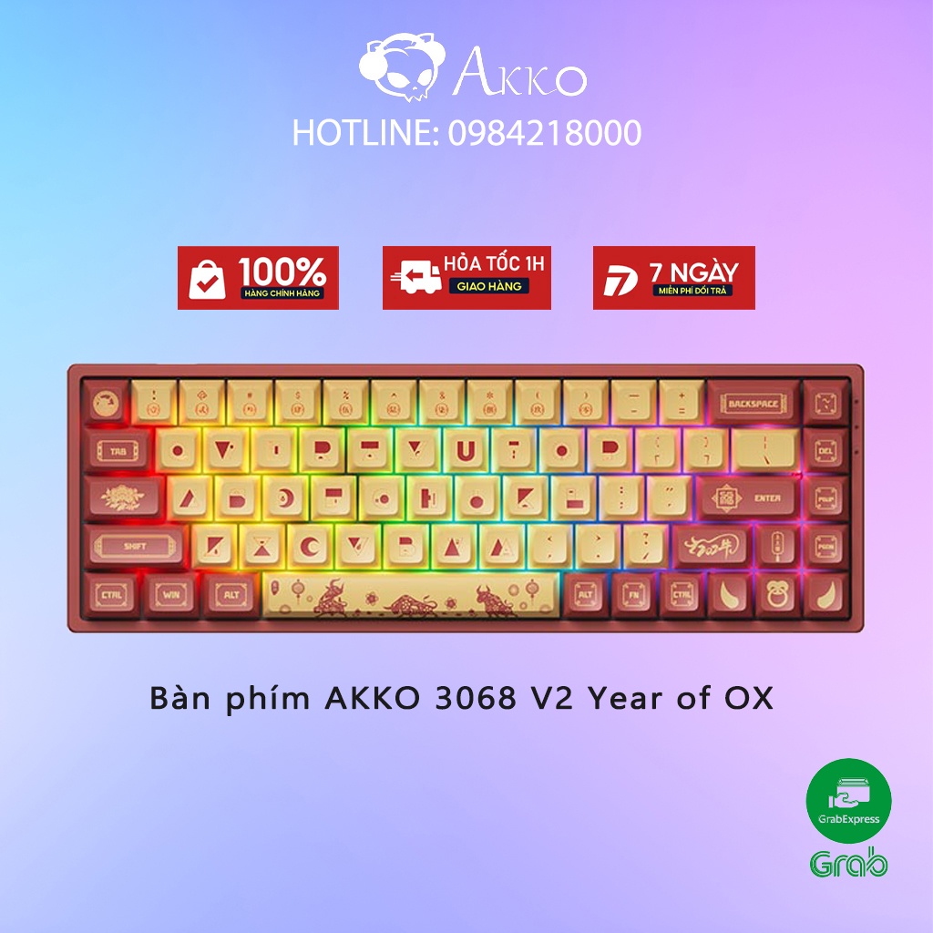Bàn phím cơ AKKO 3068V2 2021 New Year of the Ox – Bluetooth 5.0- Bảo Hành Chính Hãng 12 Tháng