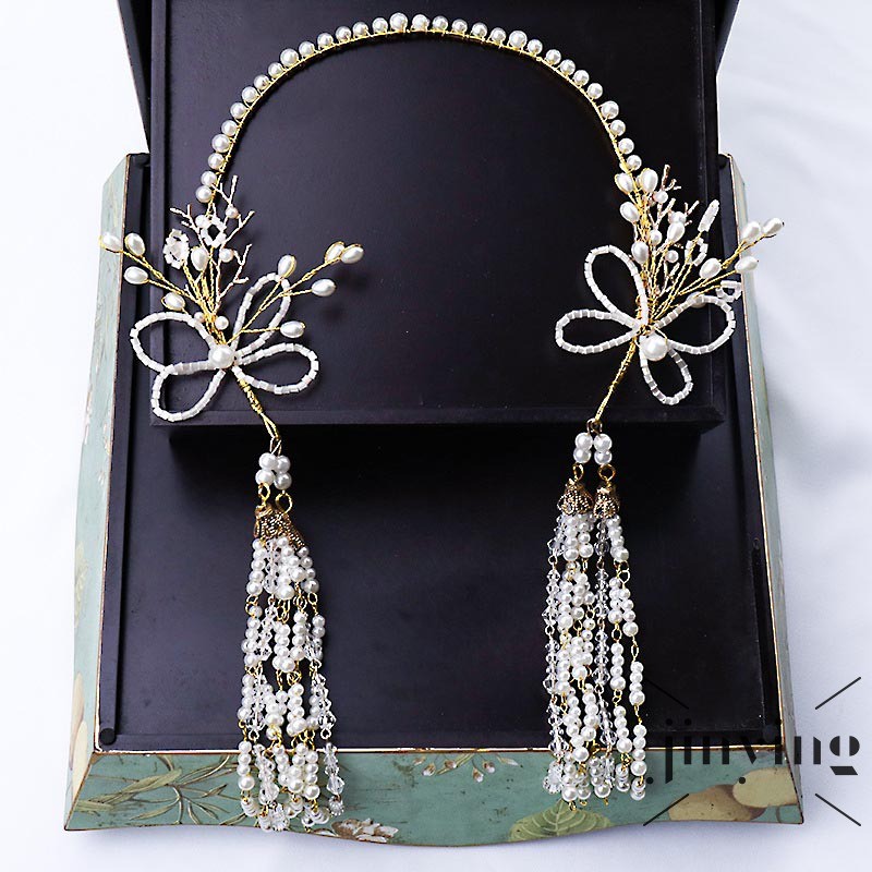 GETNOIVAS Vương miện cô dâu đính hạt ngọc trai sang trọng