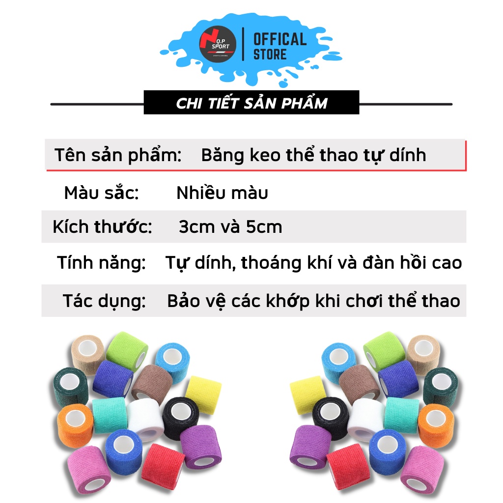 Băng Keo Dán Cơ Thể Thao Đá Bóng Chất Liệu Cao Su Non, Vải Tự Dính, Băng Quấn Thể Thao Cuốn Ngón Tay, Cổ Tay, Cổ Chân