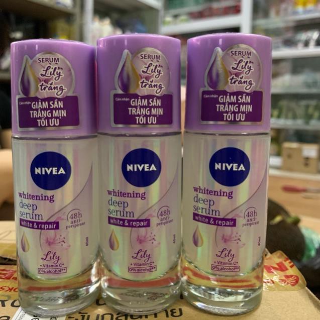 Lăn ngăn mùi NIVEA serum giúp dưỡng trắng chuyên sâu hương hoa Lily (40ml mầu tím)