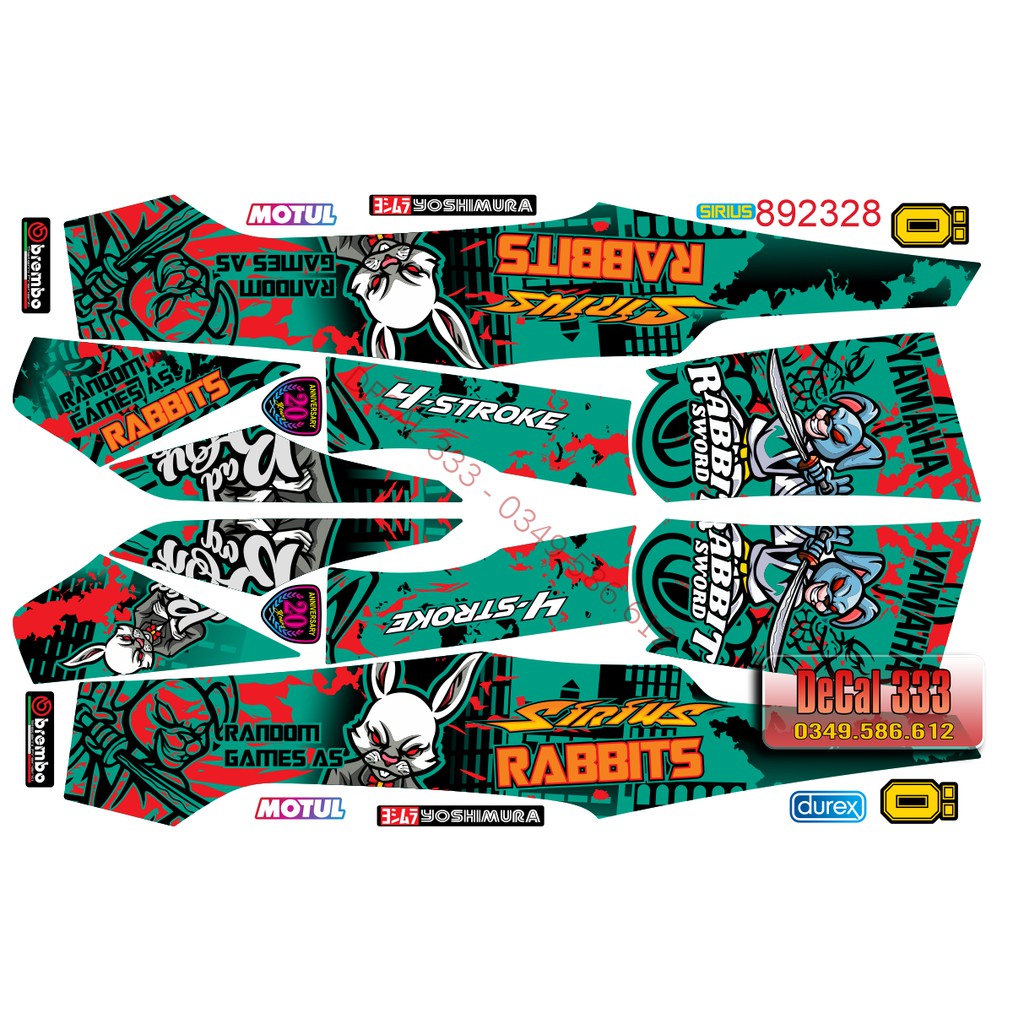 Tem Rời SIRIUS thỏ RABBIT 892328 (Tem Chế 3 Lớp Chống Phai Màu)