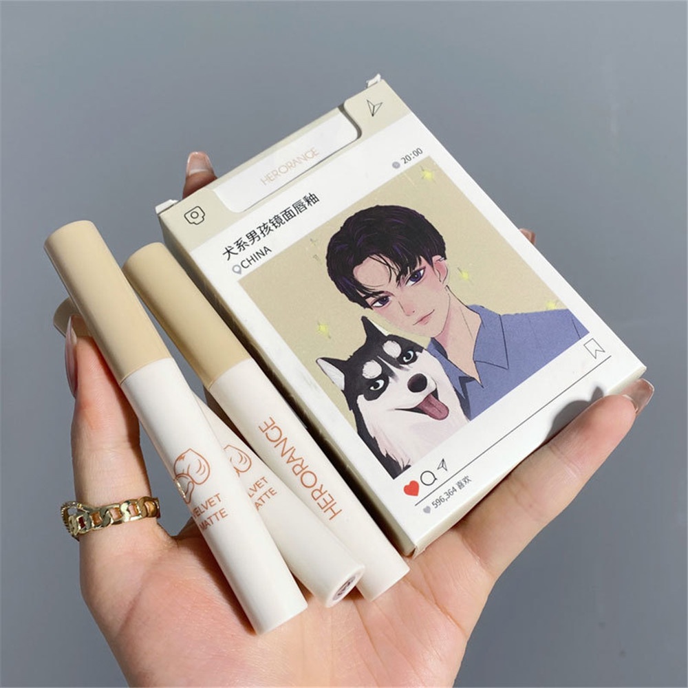 [Hàng mới về] Bộ 5 thỏi son môi Qipin HERORANGE mềm mịn như nhung lâu trôi họa tiết cún mèo