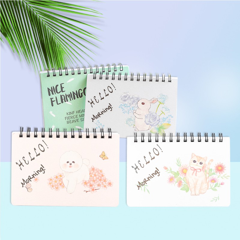 4 Packs Notebook Coil Mini Cute Portable Notebook Notepad Memo for Home School