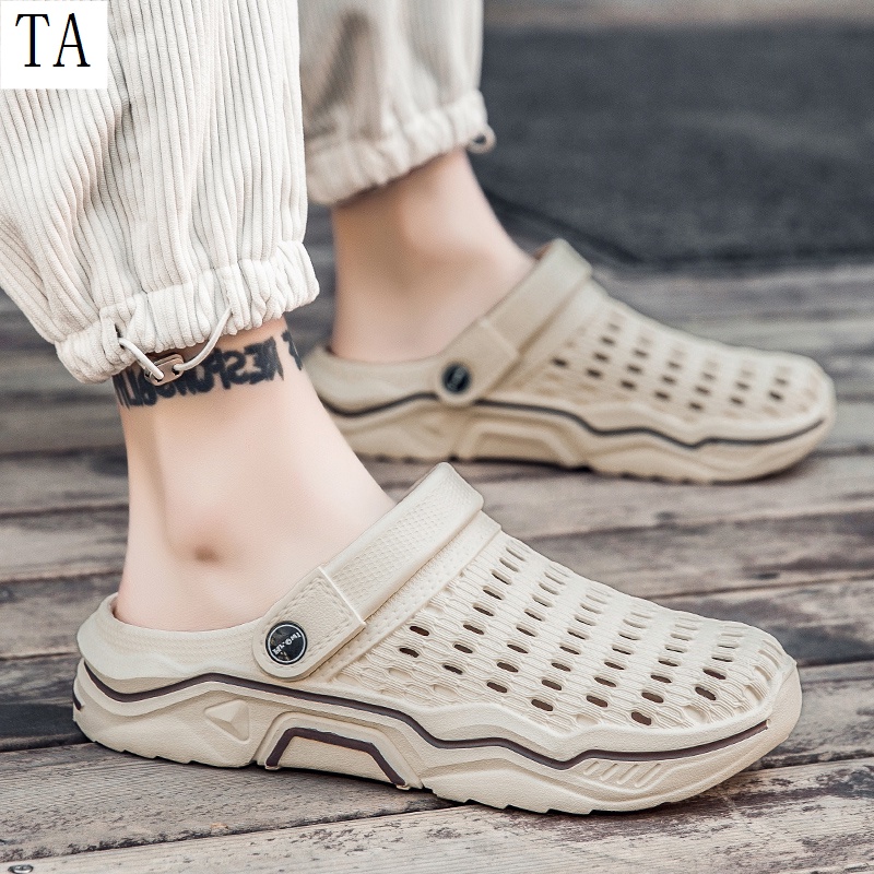 Giày Sandal Bít Mũi Đế Mềm Chống Trượt Thời Trang Mùa Hè In Họa Tiết Ngôi Sao Có Lỗ Khử Mùi Cho Nam