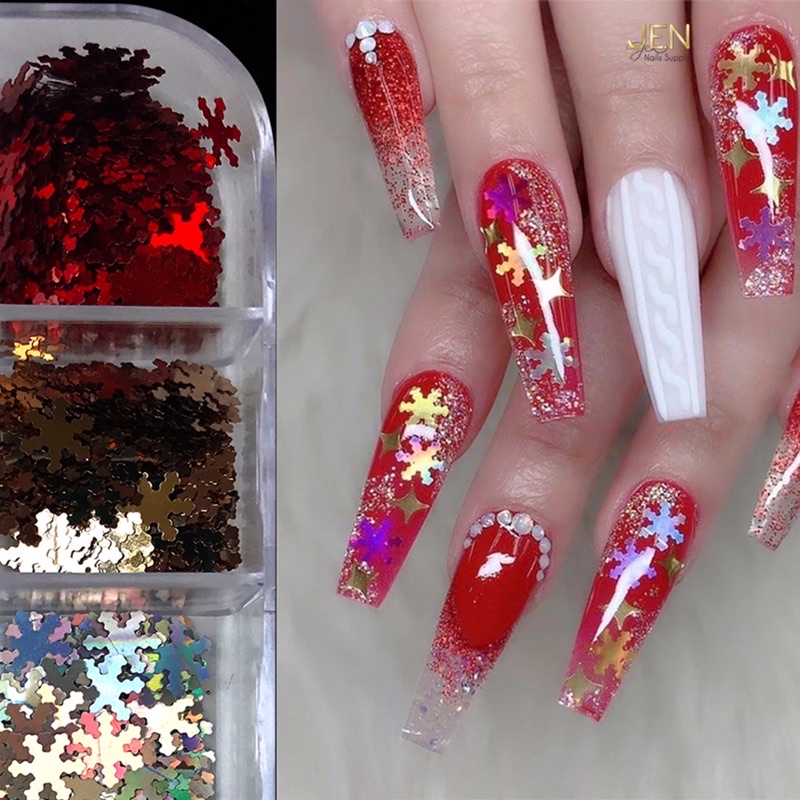 Sequin kim tuyến noel bông tuyết Giáng sinh trang trí móng-phụ kiện nail