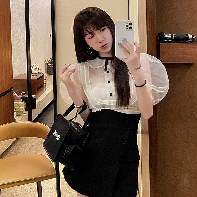 Áo sơ mi nữ kiểu tay ngắn Emilyshop ulzzang