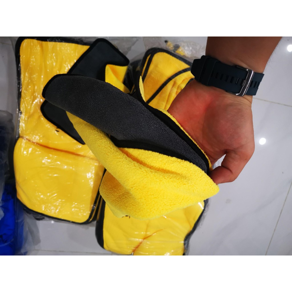 Khăn Lau Xe Microfiber 2 Lớp Chuyên Dụng Vải Mềm Thấm Hút Nhanh 30x40cm