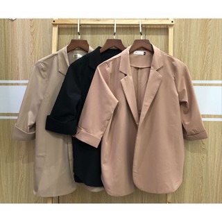 ÁO BLAZER TRƠN TAY LỬNG 1 LỚP DÀY CÓ SIZE (KÈM ẢNH CHỤP THẬT)