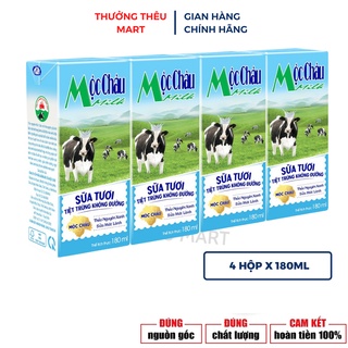 Sữa tươi Mộc Châu Milk vỉ 4 hộp lớn x180ml