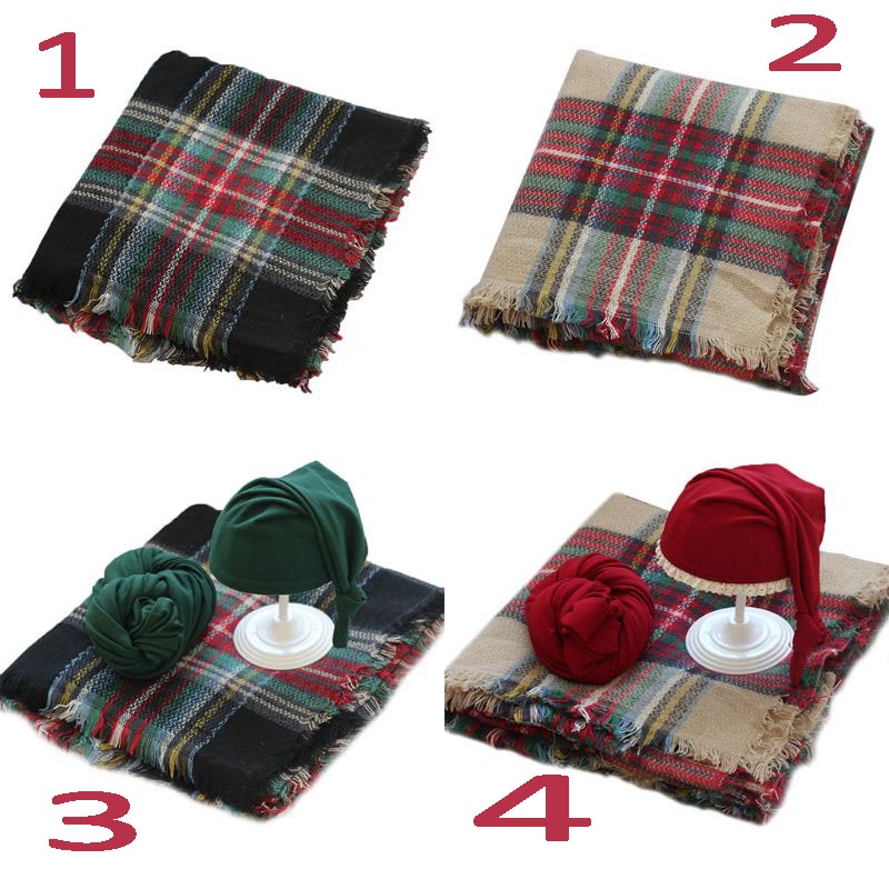 Bộ mũ + vải quấn + chăn dùng làm phụ kiện chụp ảnh cho bé sơ sinh