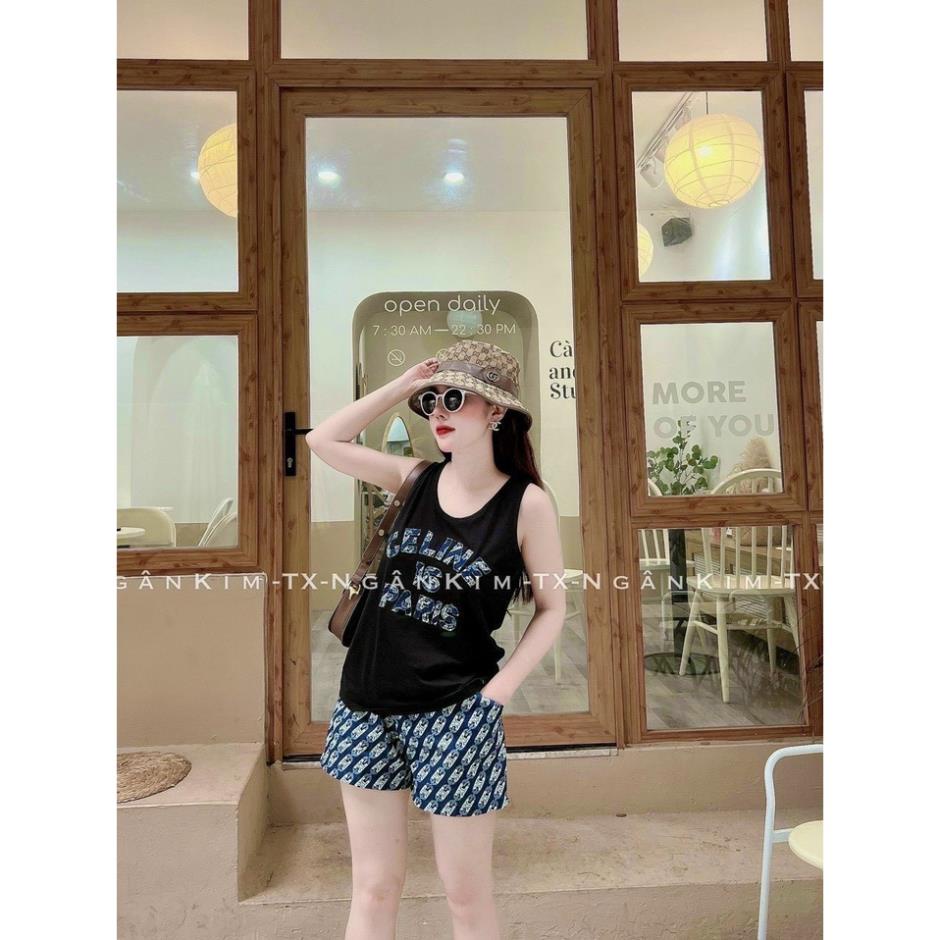 [ 𝐅𝐑𝐄𝐄 𝐒𝐇𝐈𝐏 ]   SET 3 MÓN ÁO BA LÔ SÁT NÁCH CHỮ QUẦN SHORT ĐÙI KÈM MŨ