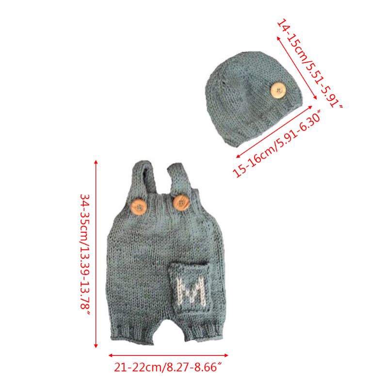 Set 2 món gồm quần yếm và mũ đan len thời trang dễ thương cho bé