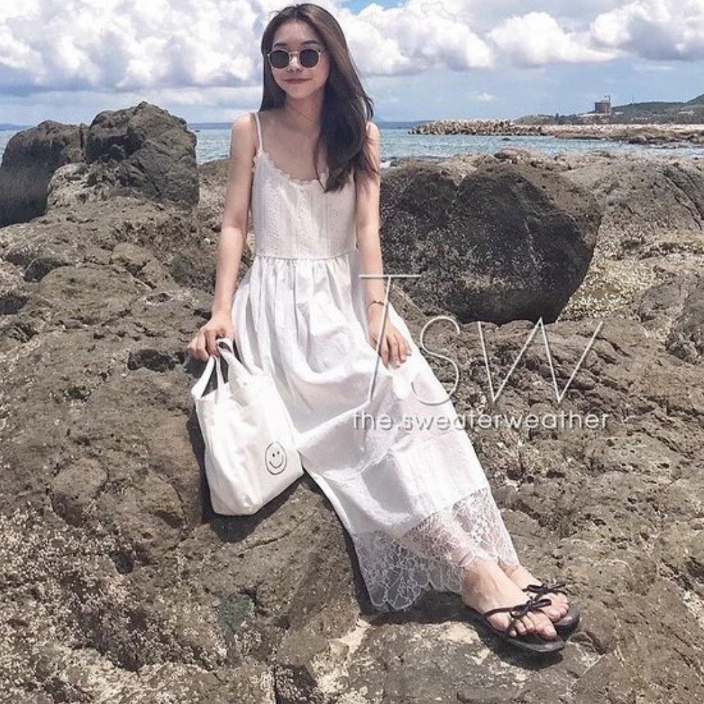 VÁY HAI DÂY ĐŨI VIỀN REN CỔ TIM, VÁY TIỂU THƯ TRẮNG DÁNG XUÔNG, HÀNG ĐẸP CHẤT LƯỢNG, HÀNG CÓ SẴN