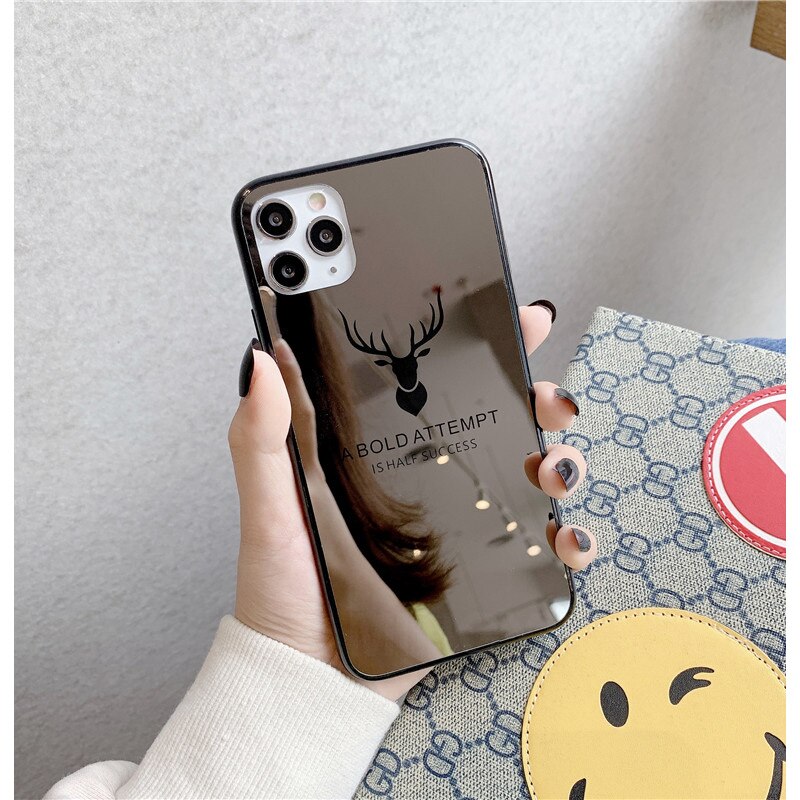 Thời Trang Ốp Điện Thoại Acrylic Cứng Chống Sốc Mặt Gương Hình Hươu Cho Iphone 12 11 Pro Max 8 7 Plus X Xs Max Xr Se 2020