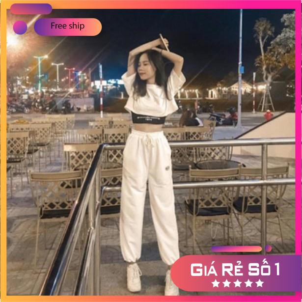 FREESHIP Quần JOGGER In SPUN [FREESHIP] Quần Bo Ống 2 Màu Đen Trắng