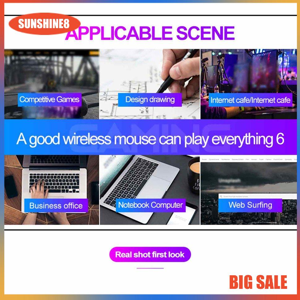【SUN】Mouse 2.4g USB Wireless PC Computer Game Backlight Rechargeable Silent Mouse