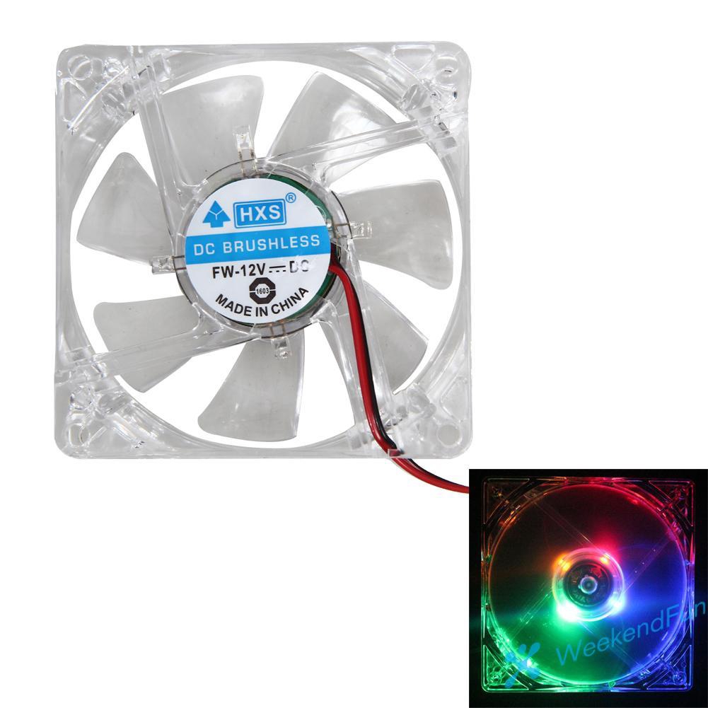 2 Quạt Tản Nhiệt Đèn Led 12v 4pin 80mm 80x25mm Cho Pc Cpu