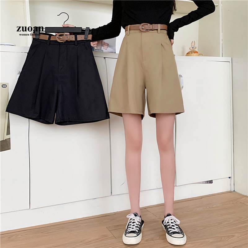 SUXI Quần Short Lưng Cao Màu Trơn Cho Nữ