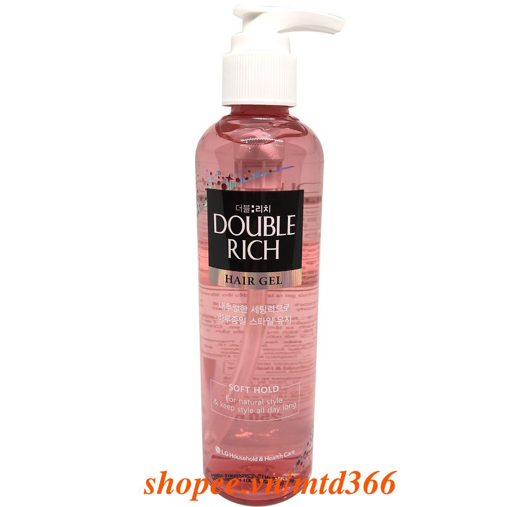 Gel Tạo Kiểu Tóc 250ml Double Rich Hair Gel Sorf Hold Dưỡng Tóc Và Giữ Nếp Tự Nhiên