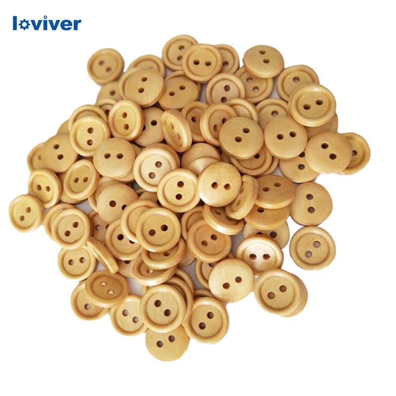 Set 100 Nút Gỗ 2 Lỗ In Chữ Loviver Phong Cách Vintage Thích Hợp Cho May Giày Thẻ