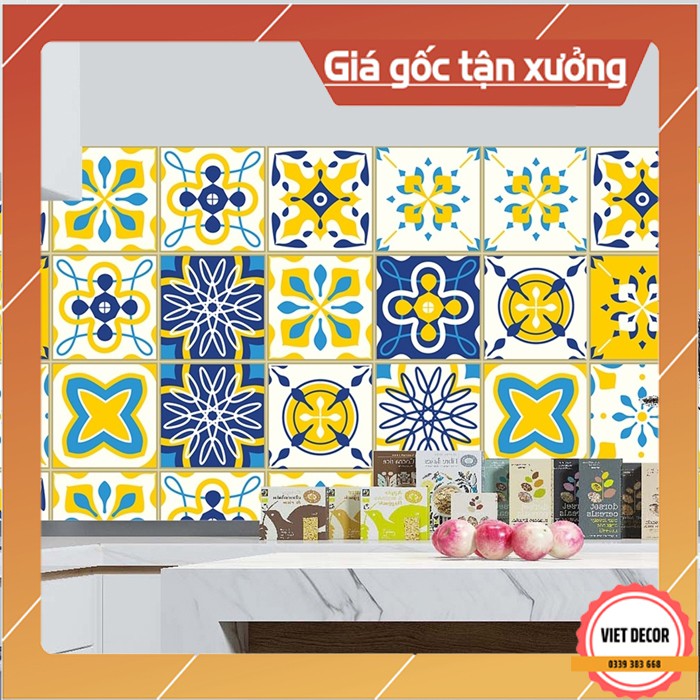 Decal Gạch Bông C 14 - Set 30 ô 20x20cm - Decal Dán tường, Dán bếp, Trang trí nhà cửa - Viet Decor