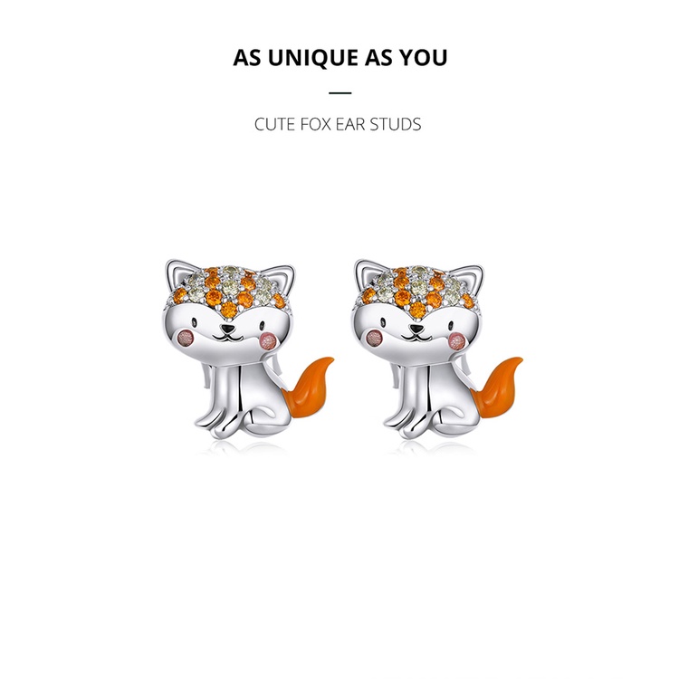 Đôi bông tai bạc 925 Bamoer SCE1373 hình con cáo dễ thương cho nữ