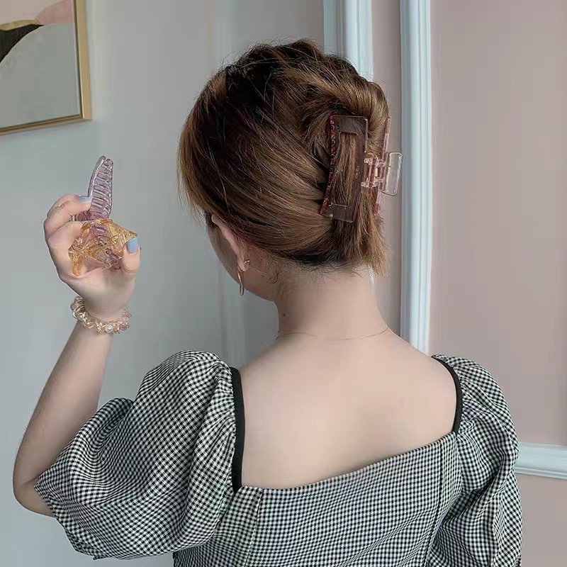 [Sẵn Hàng] Kẹp Tóc Càng Cua Nữ Nhựa Trong Hình Chữ Nhật Phong Cách Nhật Hàn Đơn Giản Thanh Lịch Sang Trọng Mainia Shop