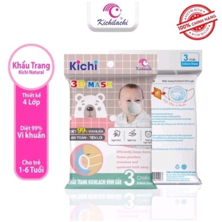 Khẩu trang cho bé Kichi hình Gấu set 3 chiếc