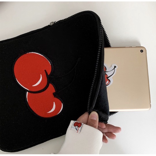 Túi đựng laptop họa tiết thêu cherry xinh xắn 10/ 11/ 13/ 15 inch