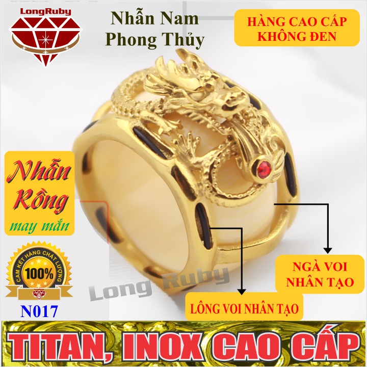 NHẪN RỒNG NGÀ MẠ VÀNG MAY MẮN | NHẪN NAM TITAN VÀNG