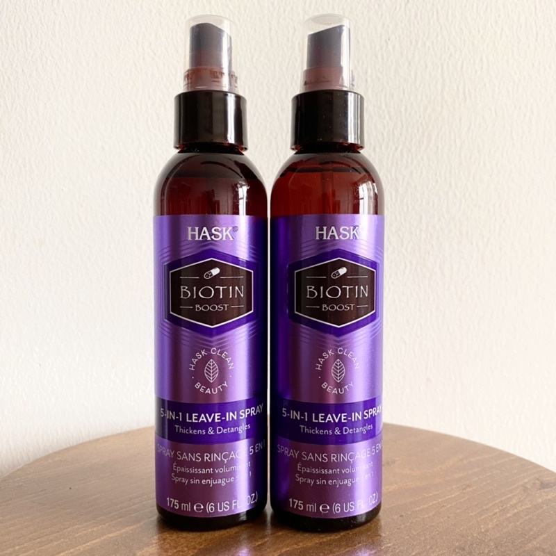 Xịt dưỡng Hask biotin giúp tóc dày & mượt, giảm gãy rụng, phục hồi tóc mỏng khô yếu 175ml 5in1 leave-in spray detangles