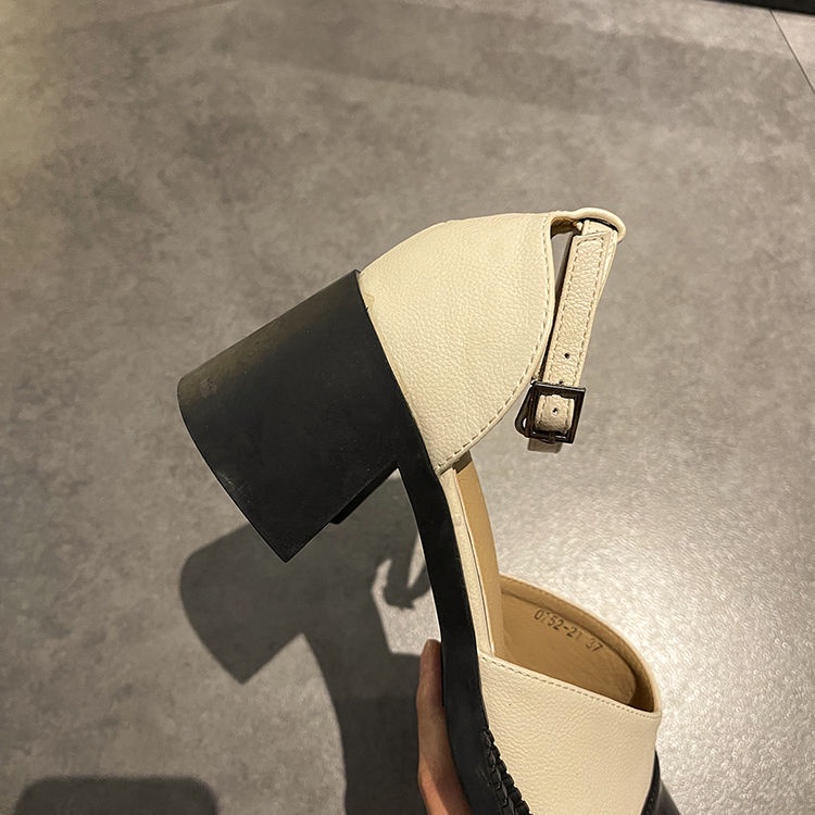 Giày Sandal Gót Dày Thời Trang Dễ Phối Đồ Phong Cách Roman Cho Nữ