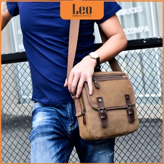 Túi nam đeo chéo mini vải canvas zachi trượt nước màu nâu/đen - t02