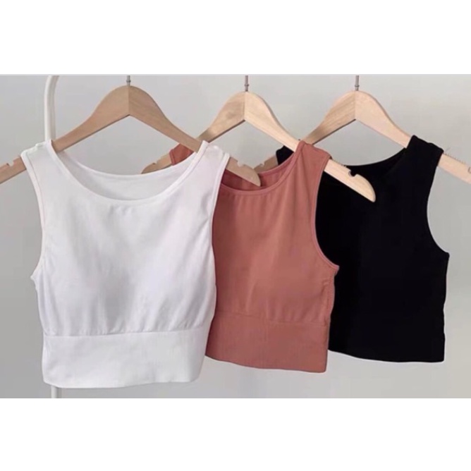 Áo Croptop 3 Lỗ Nữ Đệm Ngực Sát Nách Cổ Tròn Áo Bra Tập Thể Thao Gym, Yoga, Zumba, Aerobic EVA