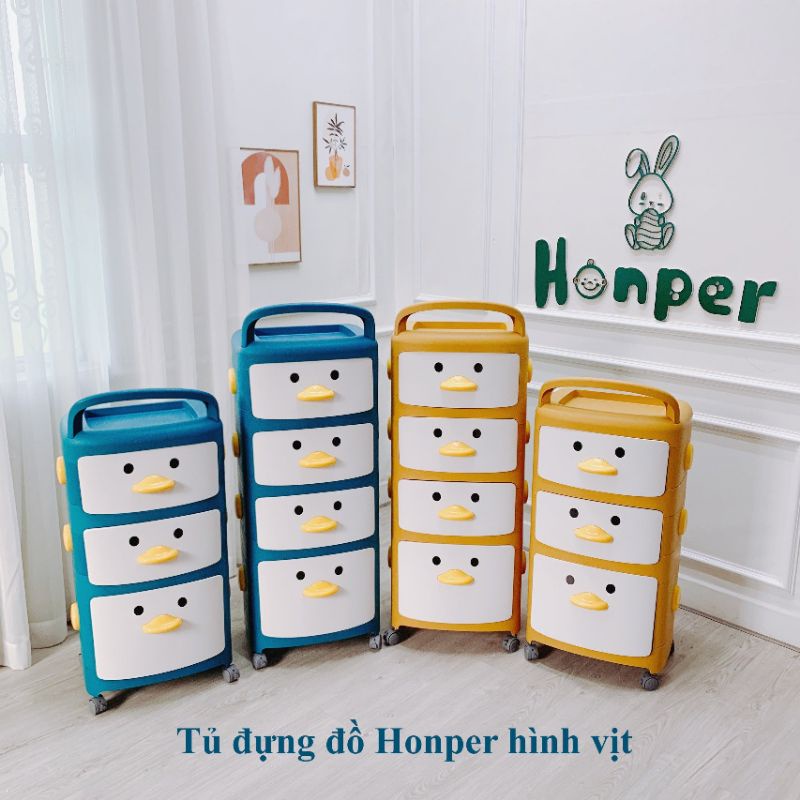 Tủ đựng quần áo , đựng đồ chơi  Honper 3tầng hình vịt cho bé