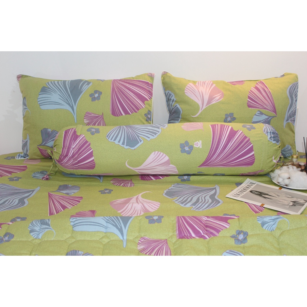 Bộ drap gối KHA LY - cotton thiên nhiên - Rẻ Quạt Vàng - VN304