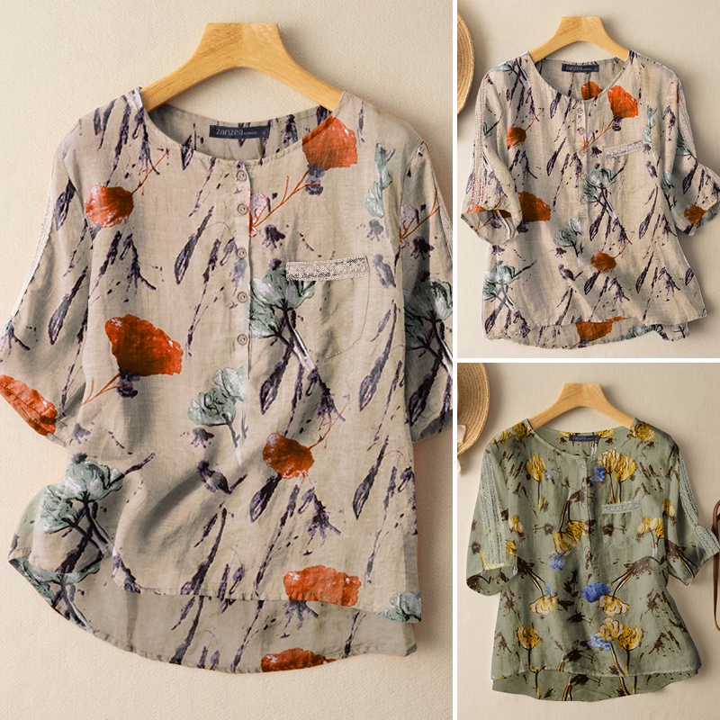 Zanzea Áo Sơ Mi Tay Ngắn Màu Trơn Thời Trang Cho Nữ