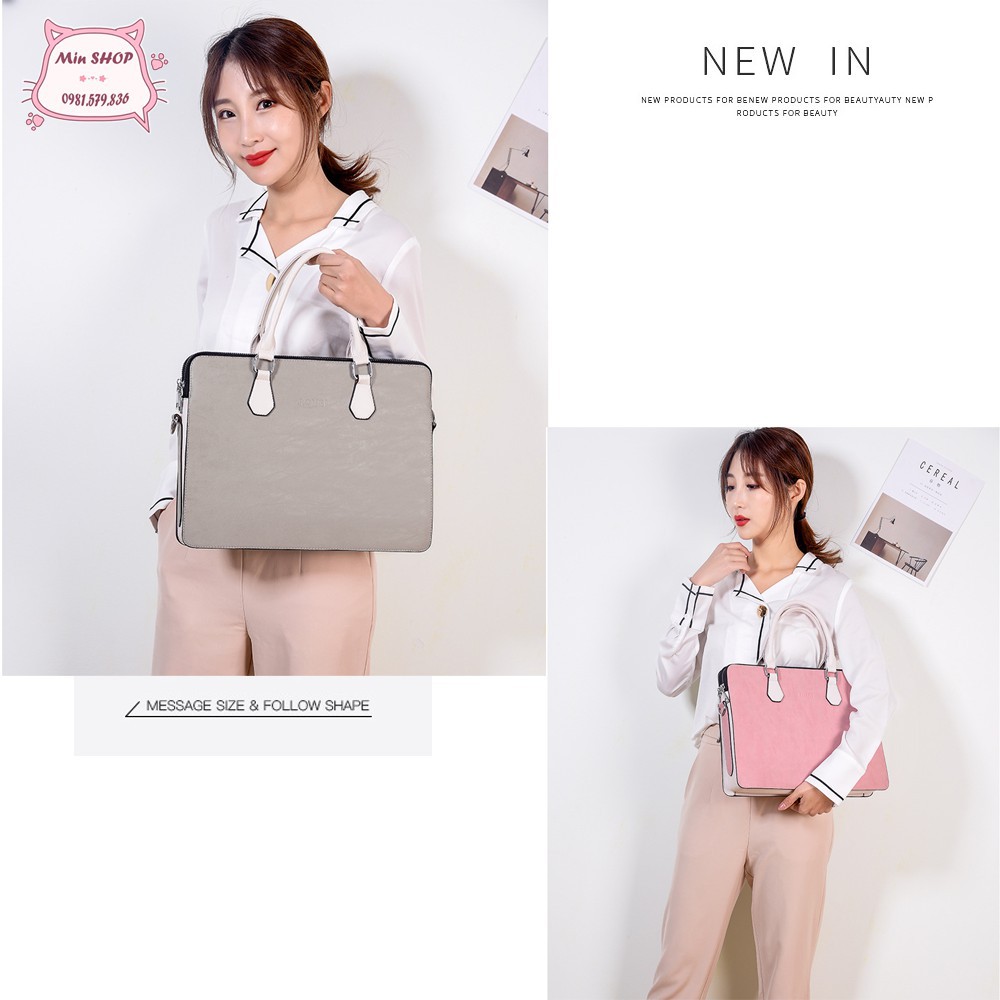 túi máy tính xách tay cho nữ [Freeship] Túi công sở nữ da PU cao cấp chống sốc laptop, chống sốc macbook có dây đeo chéo | BigBuy360 - bigbuy360.vn